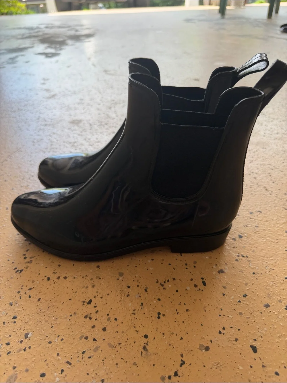 Black Patent Chelsea Ankle Boots - Sleek Waterproof Finish